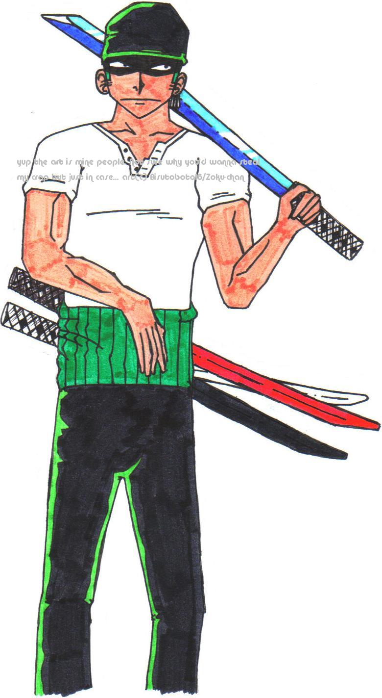 Zoro the apparently footless pirate by Bisutoboto16