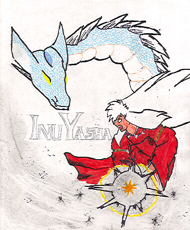 Strange inuyasha fighting weird dragon by Black-Bird