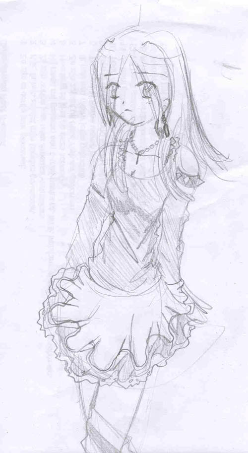 Gothic girl, sketch by BlackRose