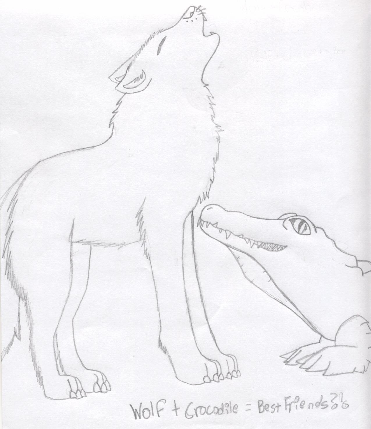 Wolf + Crocodile = Best friends?! by BlackSpiritWolf