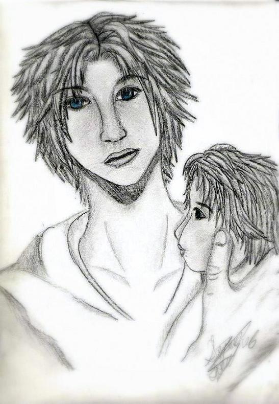 Tidus and His Child (with Yuna of course) by BlackWingedAngel17