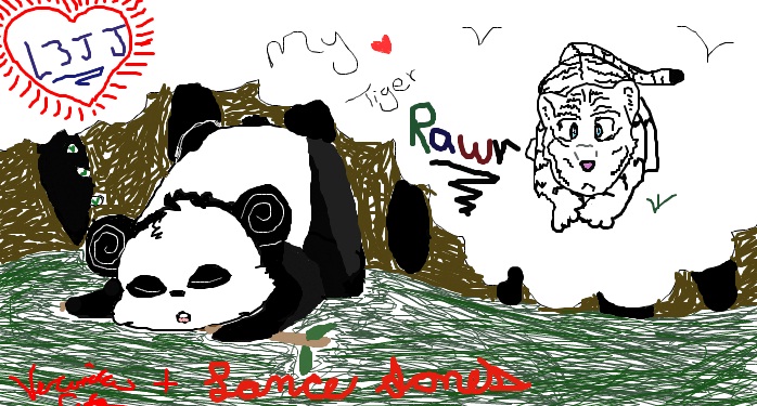 A panda loves a tiger by Blackwolfmoon