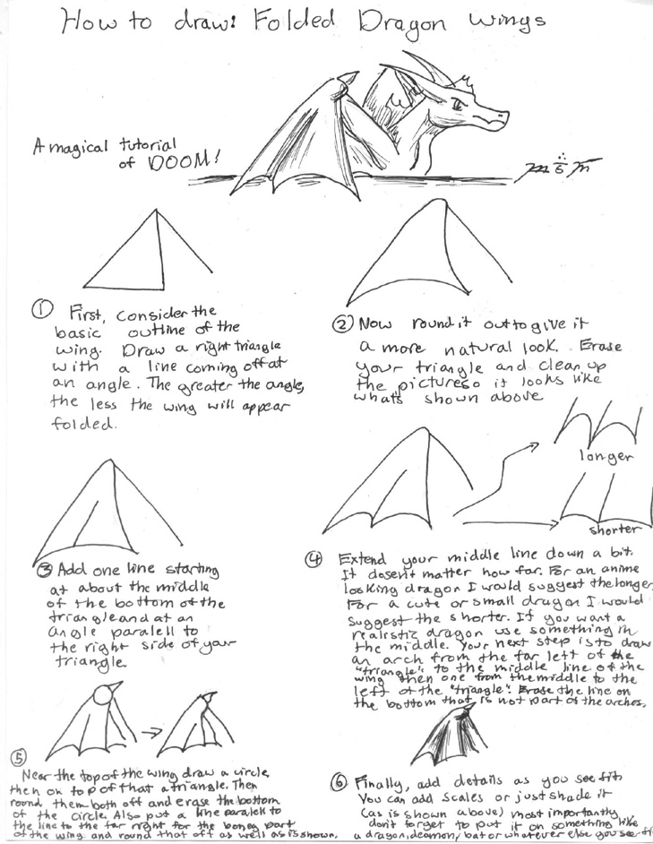 How to draw folded dragon wings(forNekoAndManga) by Blade