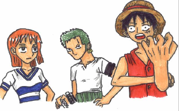 Nami, Zoro, and Luffy! by Blade