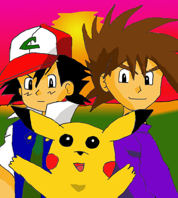 Ash, Gary, and Pikachu by Blade