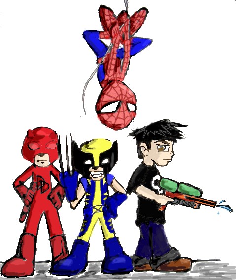 Mini Heroes: Spidey, Wolvie, DD & Punisher by Blix_Howlett