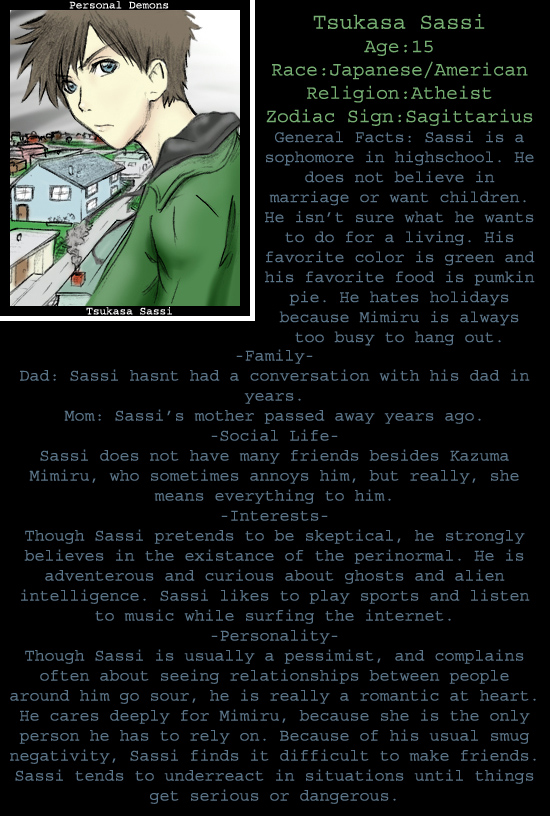 Tsukasa Sass--Personal Demons character page by Blizzard_Comics