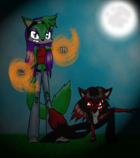 Blazing Fury and Bloodfang (for Shadowmoondancer92) by BloodfangTheFox