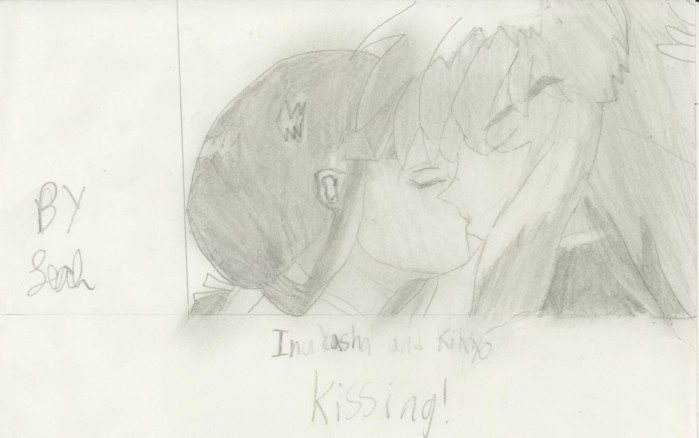 Inuyasha and Kikyo Kissing by Blue-Clouds