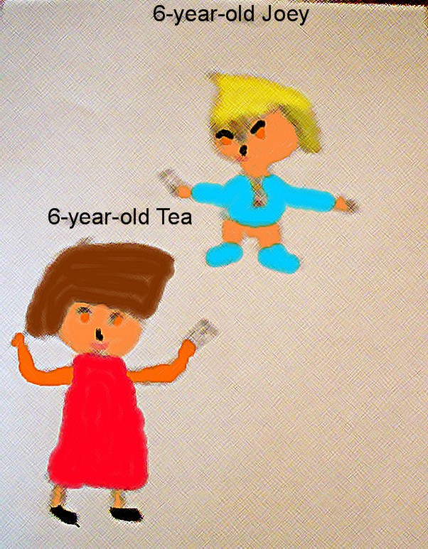 6-year old Joey and Tea by BlueEyesWhiteMagician