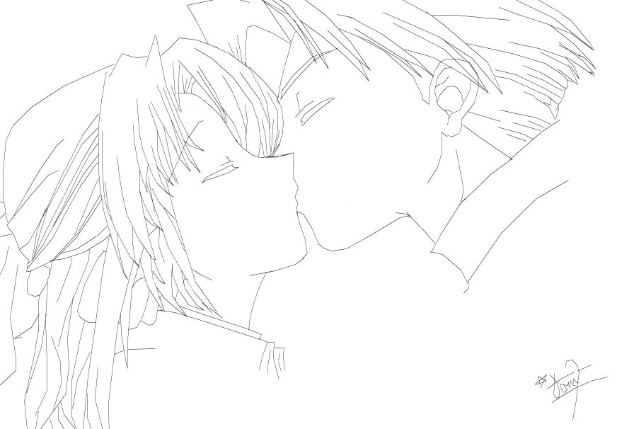 Dream kiss (uncolored) by Boltbendergirl
