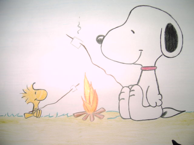 Snoopy and Woodstock ~eating Marshmellows' by Buffycarrie
