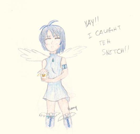 Blue girlie catching teh snitch :D by BunnyLuna