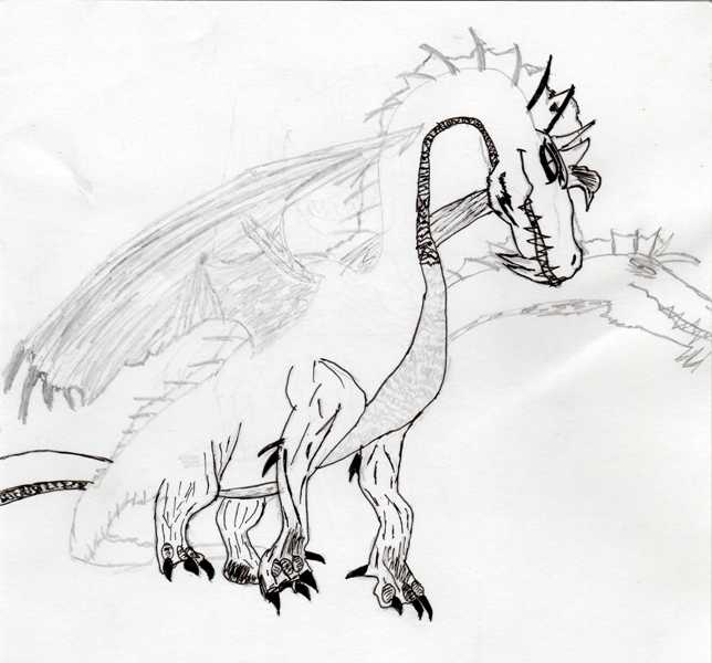 my unfinished dragon (i lost my inkin pens) by ButtNugget