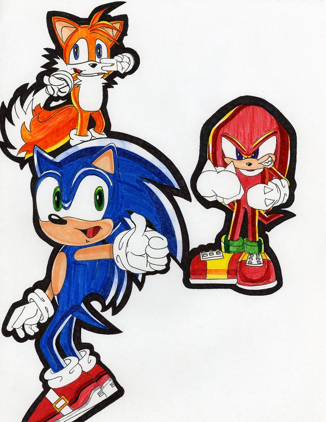 Sonic,Knuckles,& Tails by ButterflyKisses