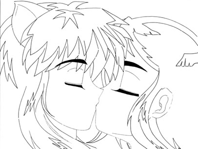 Inuyasha & Starry (Innocent Wittle Kiss) by ButterflyKisses