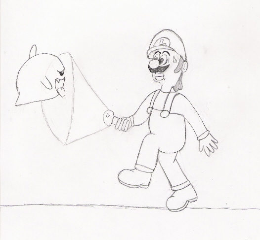 Luigi Afraid of Boo by babymonster