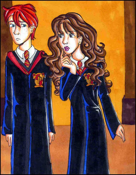 Prefects (Ron and Hermione) by bachel