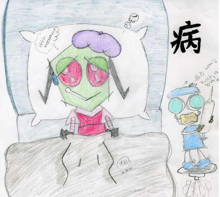 Zim Sick (pencil) by beastboyscrush