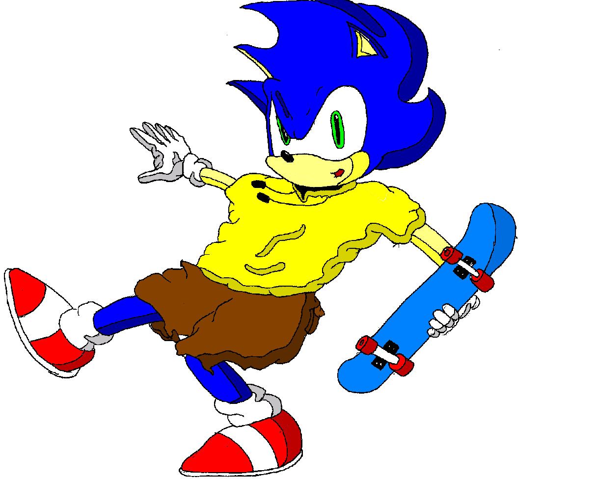 Sonic about to bail skateboarding by beaven1302