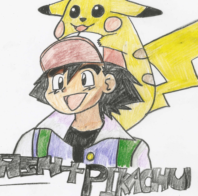 Ash and Pikachu by blackbird1331