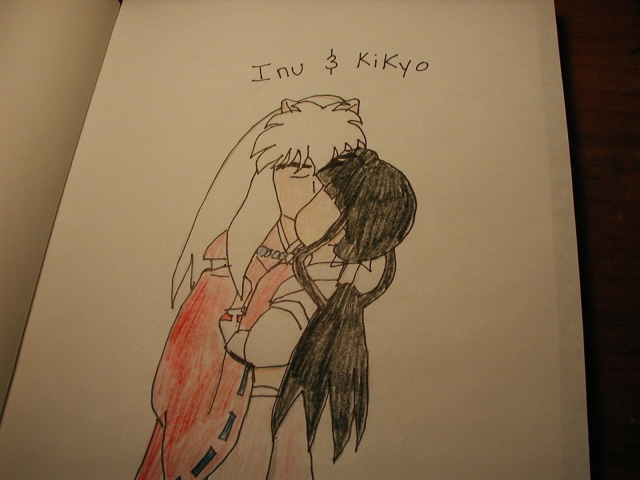 Kikyo and Inuyasha kissing *request for Zelda41* by blackbird1331