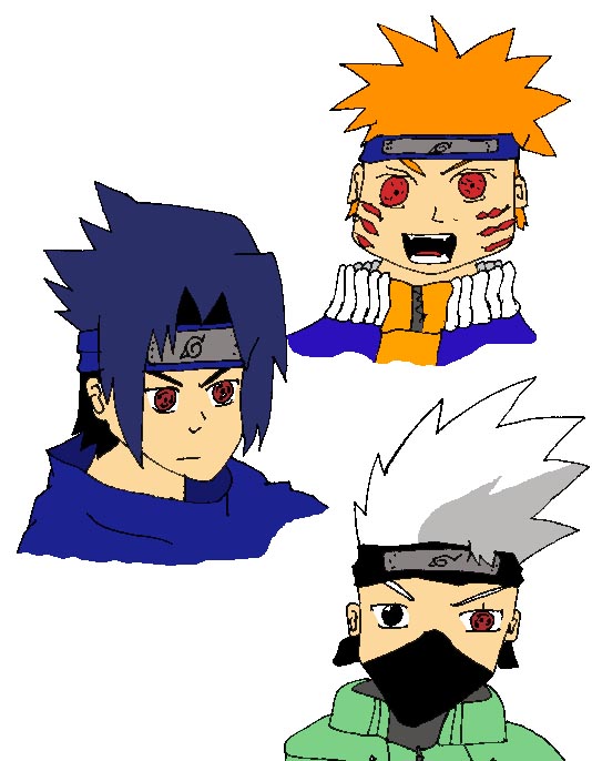 Kakashi, Naruto, Sasuke ranged in anger by blackbird1331
