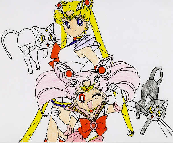 Sailor Moon and Sailor Mini Moon by blackbird1331