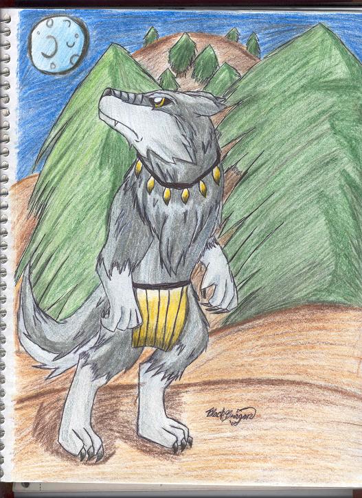 shadow wolfie's werewolf form (art contest) by blackdragon_518