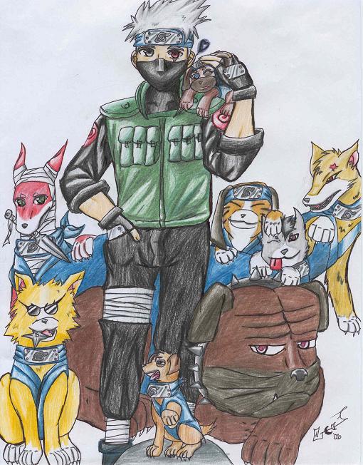 *Chibi_Kakashi&NinjaDogs* by blackdragon_518