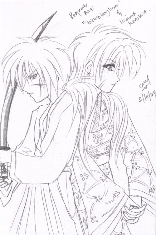 Request Art - "BishieBoyLover" & Kenshin by blackwings