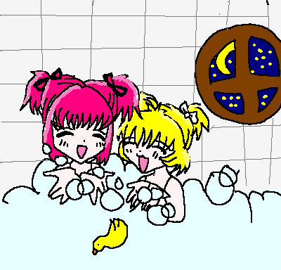 pudding and Ichigo bath*for Saru_No_Cheesecake by bladerElinor