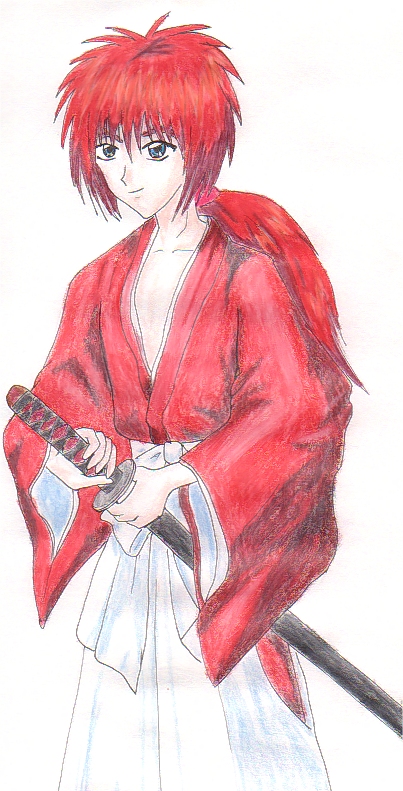 first try at drawing kenshin!! yay! by blood_and_death