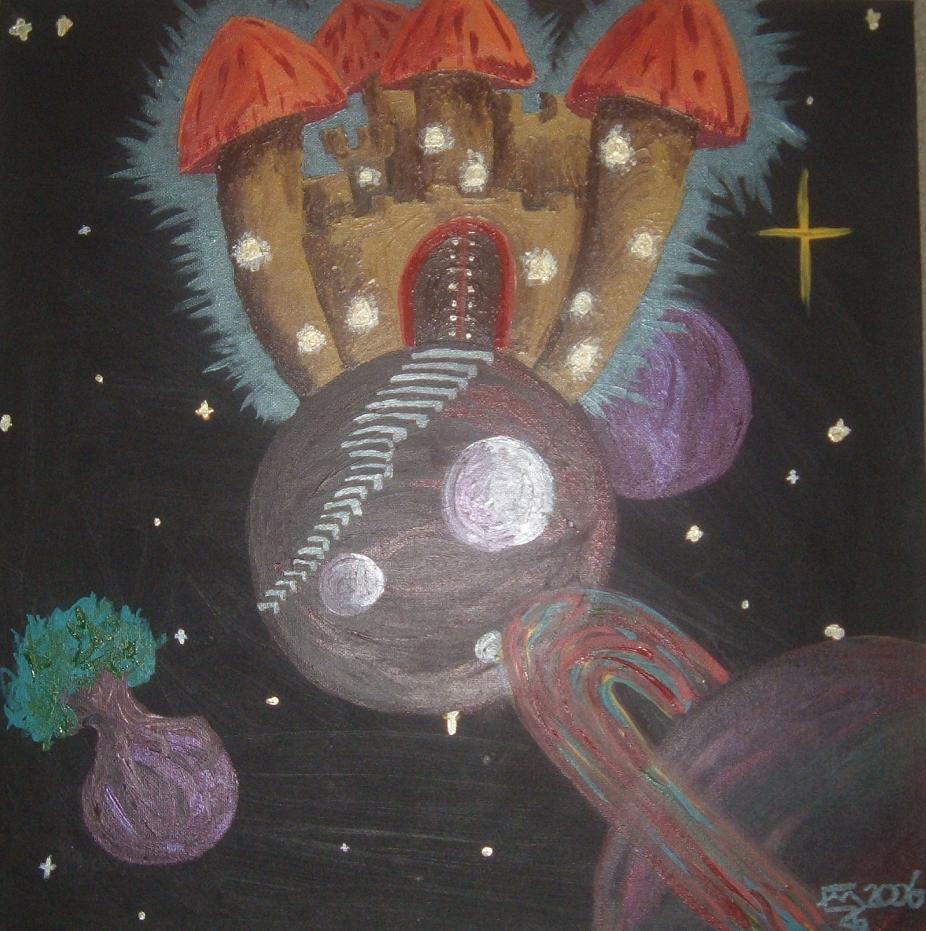 on a small planet (painted) by bloodrose13