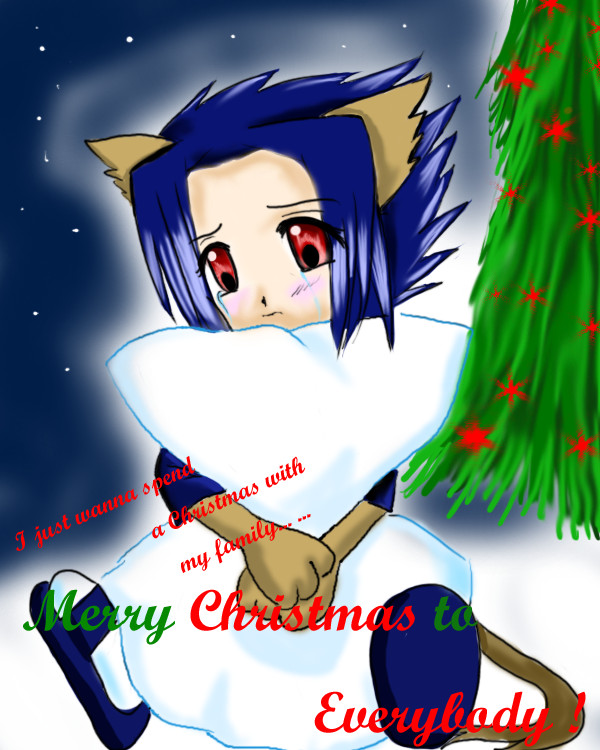Say merry christmas to Sasuke ! by blueangel