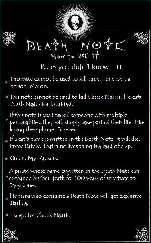 death note rules in english