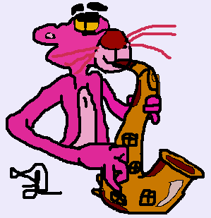 Pink Panther playing the SAXOPHONE by boxingbabe