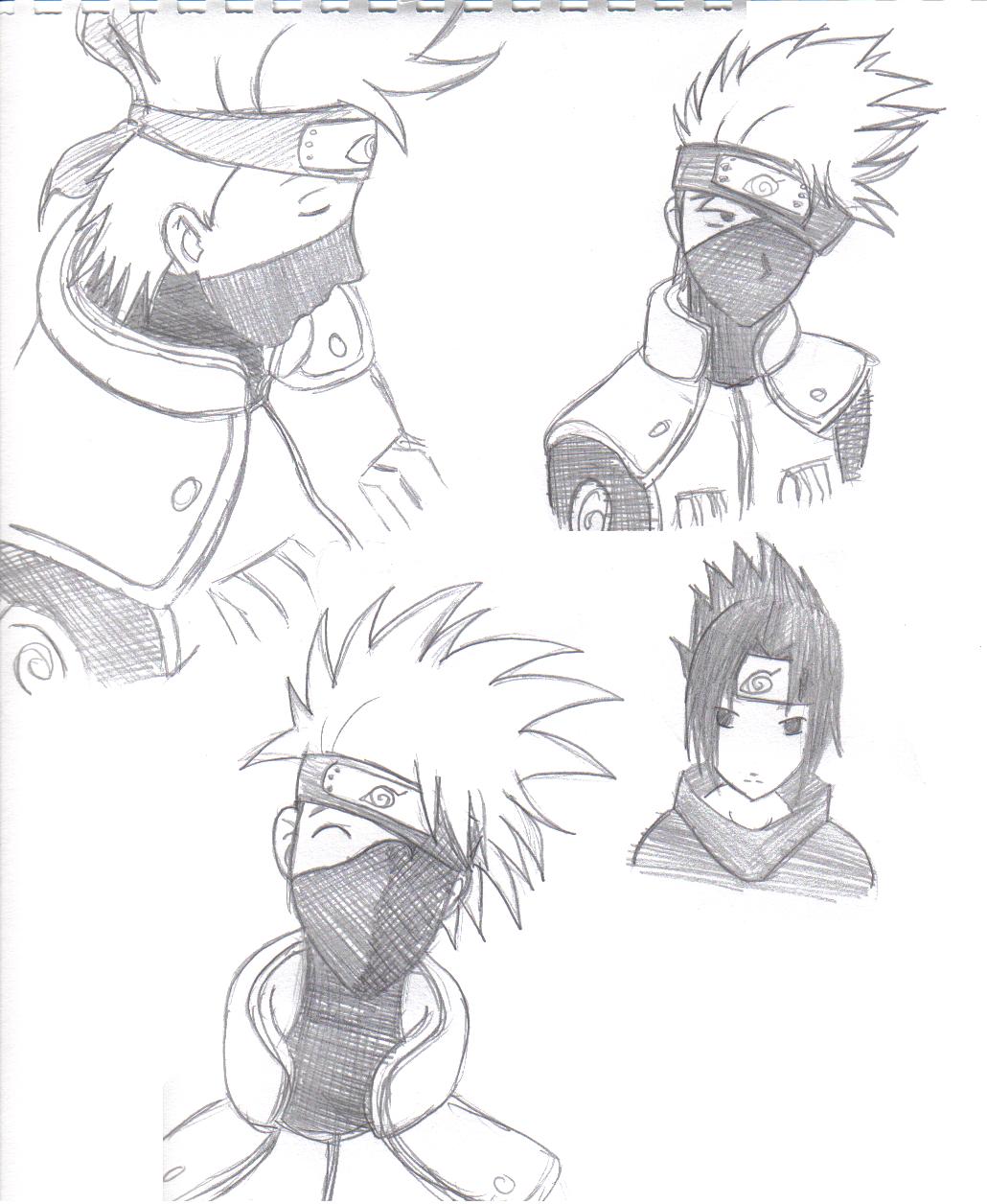 Kakashi Sketches! (and a random Sasuke) by brainfreezy2004