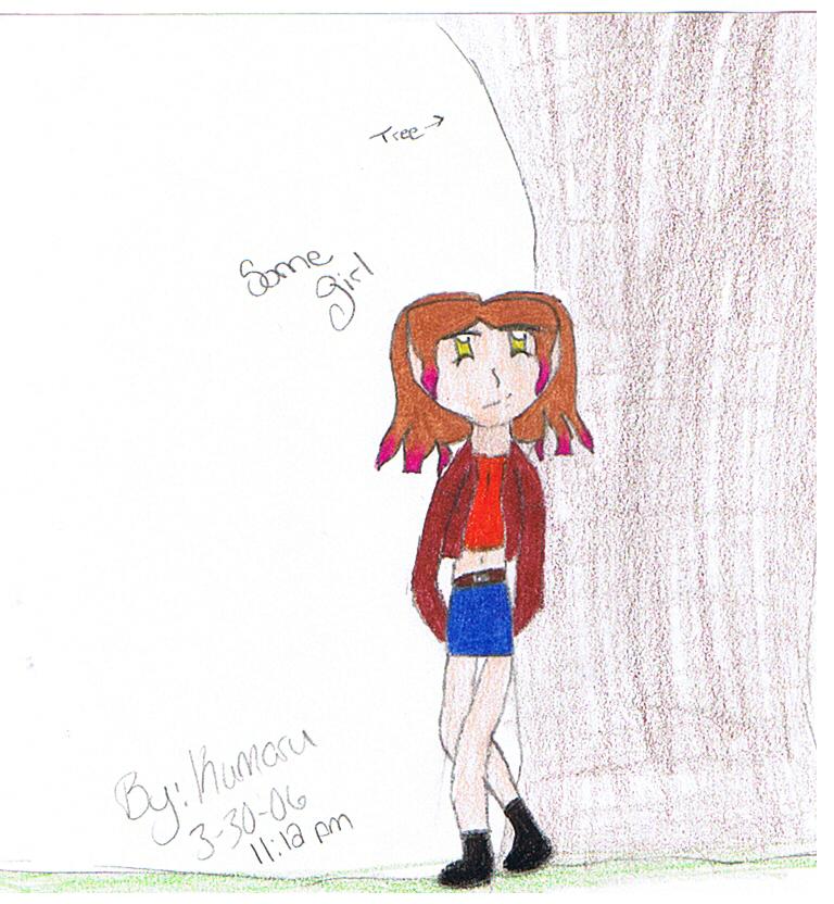 Some girl leaning on tree. by brown_wolf_kumaru
