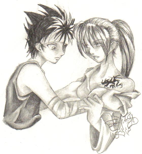 hiei and Shadow for forbidden kitsune *request* by butterfly111585