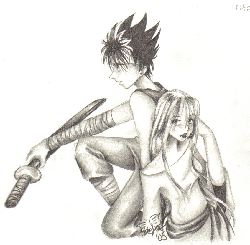 Hiei and Mitsuko for Tifa_Fan 2004 *art trade* by butterfly111585