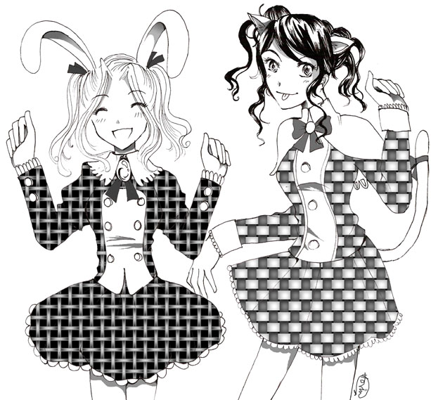 Bunny and Kitty girl by CELICA--ishikawa