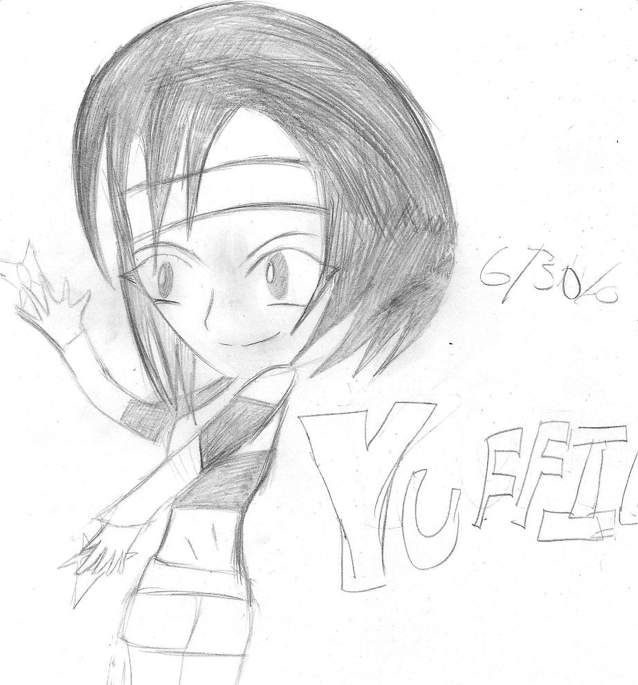 Yuffie with a shuriken by Candycane9