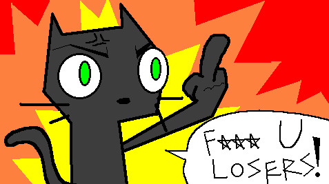 cat flipping losers off by CatWhoHas14Tails