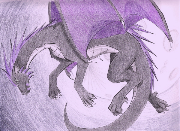 A Black Lunar Dragon (purple-ified) by CatWhoHas14Tails