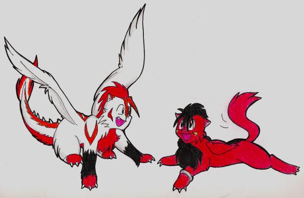 Baby Red Lunar Dragons by CatWhoHas14Tails