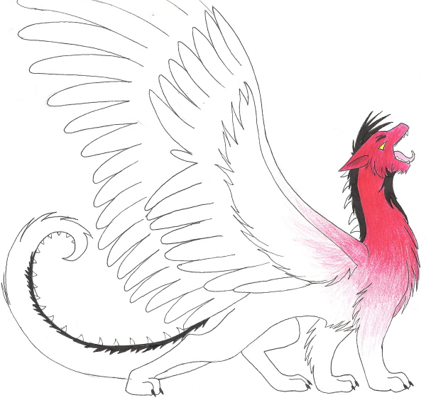 Red Dragon (partly colored :D) by CatWhoHas14Tails