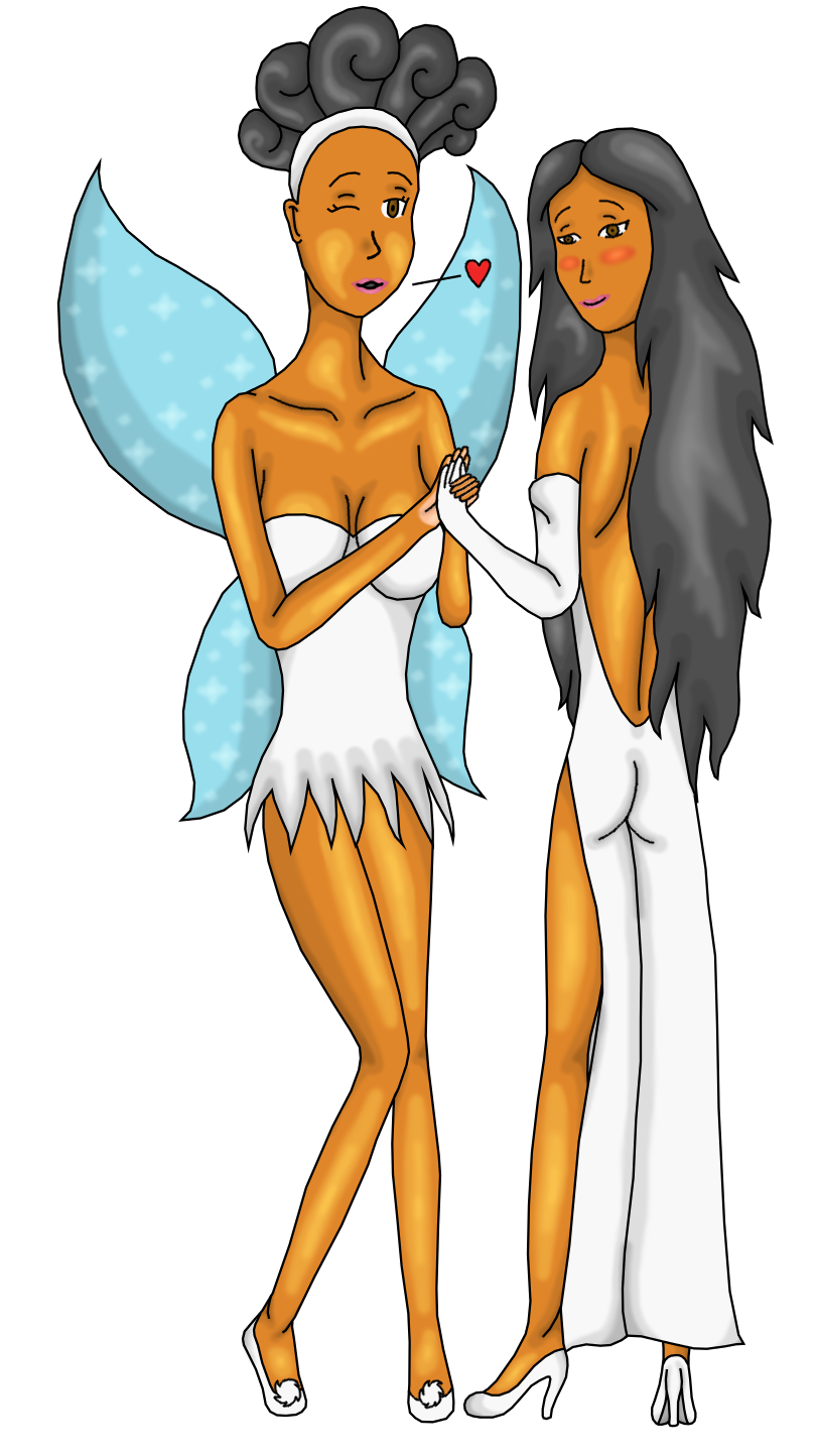Calliope and Melpomene as Tinkerbell and Jessica Rabbit by Cclarke