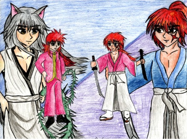 Kurama with Kenshin Himura by Ceil