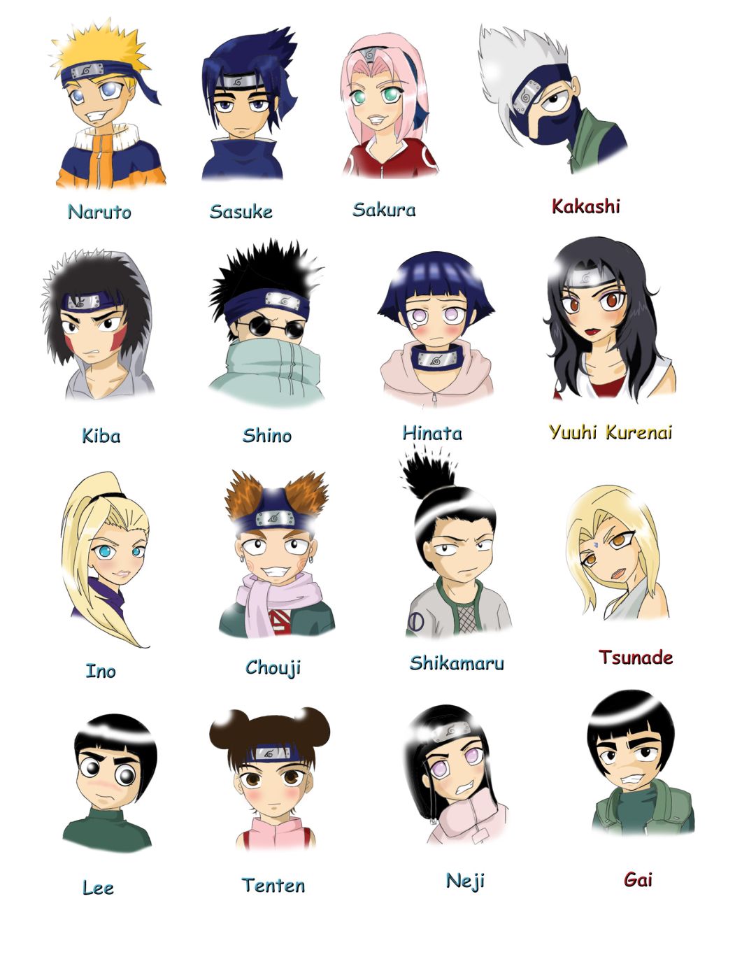 Имена всех персонажей из аниме Наруто
